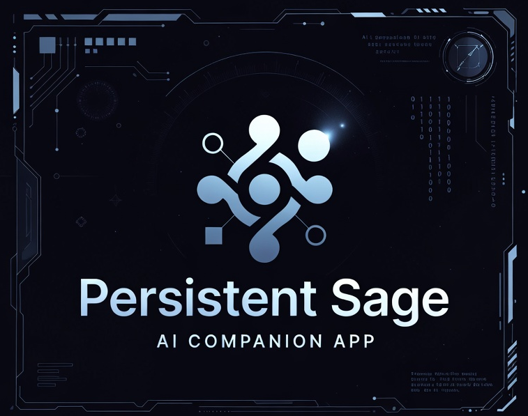 Persistent Sage brand artwork featuring the companion emblem on a dark steel background